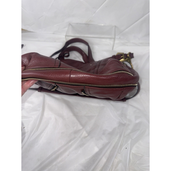 OrYANY Pebble Leather Lian Satchel Purse Handbag Convertible Strap Merlot - Picture 11 of 14